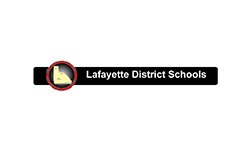 A black and white logo of lafayette district school.